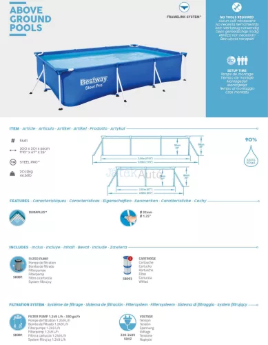Bestway 56411 Amalfi medence - 300 x 201 x 66 cm