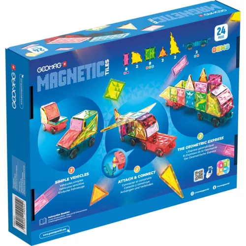 Geomag Magnetic Tiles Gems járművek 24 darabos mágneses építőjáték