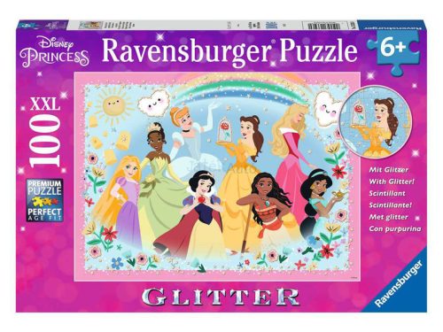 Ravensburger Puzzle 100 db - Disney Hercegnők-csillámos puzzle