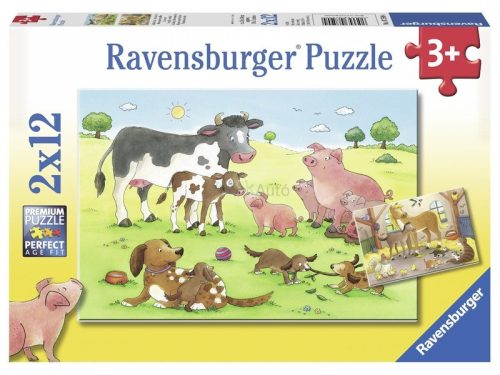 Ravensburger Boldog állatcsaládok 2 x 12 darabos puzzle