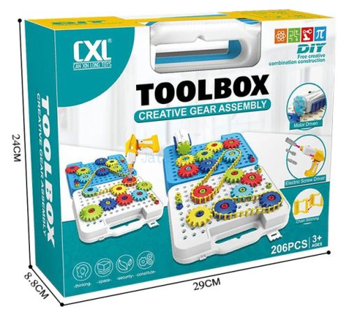 Szerszámosláda - Fogaskerék és lánc logikai játék 206 db