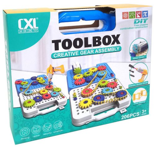 Szerszámosláda - Fogaskerék és lánc logikai játék 206 db