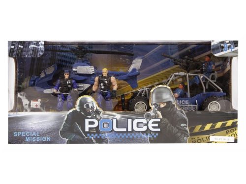 Rendőr autó és helikopter készlet figurákkal