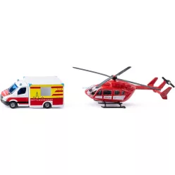  Siku 1:87 Mercedes mentőautó és mentő helikopter - 1748 