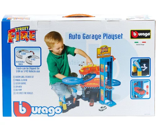 Bburago parkolóház + 2 db kisautó 1:43 18-30361