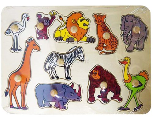 Afrikai állatok 10 darabos fa puzzle