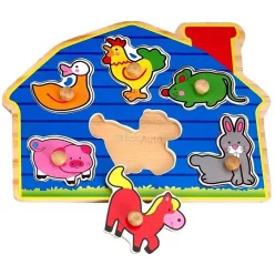 Tanyasi állatok 6 darabos fa puzzle