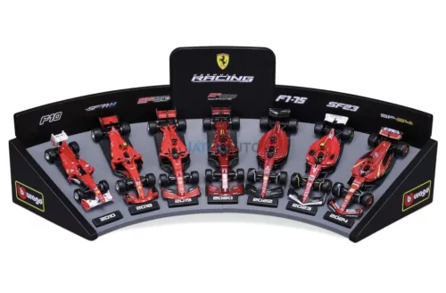 Bburago 1:43 F1 versenyautó  - Ferrari F1 - 7 db-os szett demo állványon