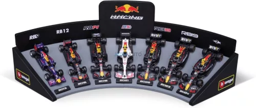 Bburago 1:43 F1 versenyautó - Oracle Red Bull F1 - 7 db-os szett demo állványon 18-38168