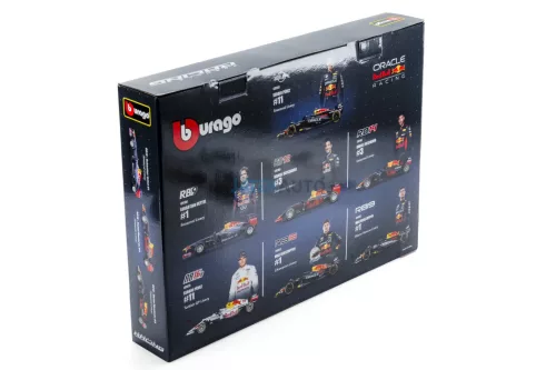 Bburago 1:43 F1 versenyautó - Oracle Red Bull F1 - 7 db-os szett demo állványon 18-38168