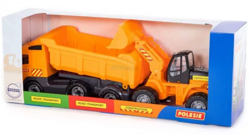 Polesie Volvo óriás billencs kamion és markoló dobozban (36872) 59 cm