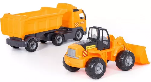 Polesie Volvo óriás billencs kamion és markoló dobozban (36872) 59 cm