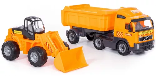 Polesie Volvo óriás billencs kamion és markoló dobozban (36872) 59 cm