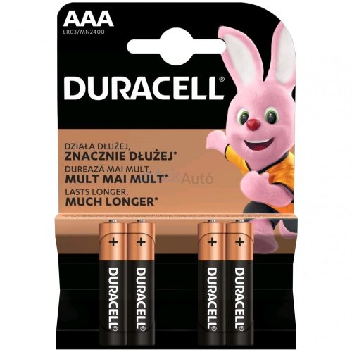 Duracell AAA ceruzaelem, 4 darabos kiszerelés