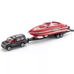   Siku 1:55 Toyota Land Cruiser terepjáró motorcsónak szállító utánfutóval - 2543