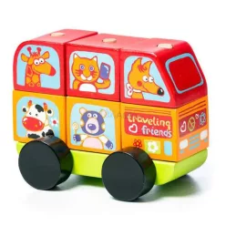 Cubika Fa állatos autó - piros