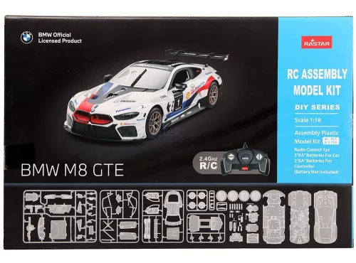 Rastar RC 1:18 BMW M8 GTE összeszerelhető távirányítós autó 97200