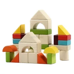 Fa építőjáték, színes 30 darabos