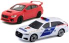 Bburago 1:43 szirénázó/villogó Audi A6 rendőrautó + Subaru Impreza WRX STI sportautó 18-31064