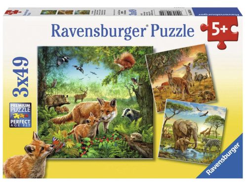 Ravensburger Puzzle 3x49 db - Az erdő lakói