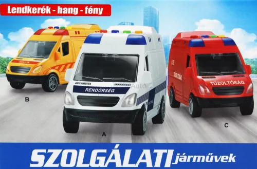 Lendkerekes magyar tűzoltóautó hanggal és fénnyel