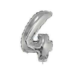 Számos lufi - 4, ezüst, 42 cm