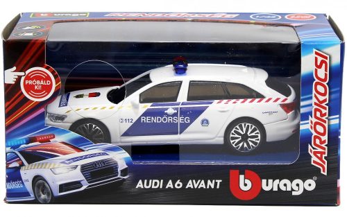 Bburago 1:43 szirénázó/villogó Audi A6 Avant magyar rendőrautó 18-31053