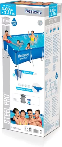 Bestway 56424 Fémvázas medence szögletes 400x211x81cm