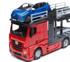 Bburago 1:43 Mercedes-Benz Actros autószállító kamion, piros 18-31456