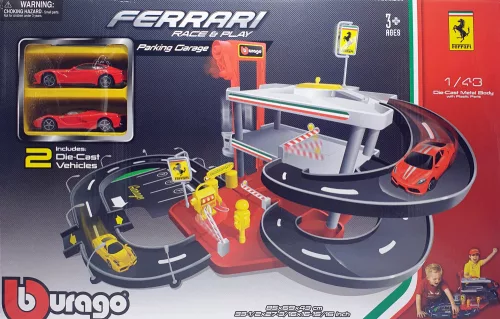 Bburago Ferrari parkolóház + 2 db kisautó 1:43 (15631204)