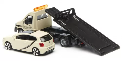 Bburago 1:43 Iveco Daily Transporter autómentő + VW Polo 18-31403