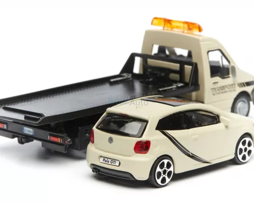 Bburago 1:43 Iveco Daily Transporter autómentő + VW Polo 18-31403