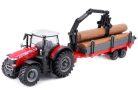 Bburago 1:50 Massey Ferguson 8740S traktor rönkszállítóval 18-31659