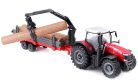 Bburago 1:50 Massey Ferguson 8740S traktor rönkszállítóval 18-31659