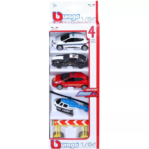 Bburago 1:64 Feature Vehicle Emergency 6 db-os szett 18-59058