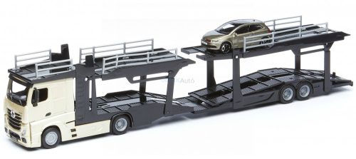 Bburago 1:43 Mercedes-Benz Actros autószállító kamion + Volkswagen Polo GTI 18-31456