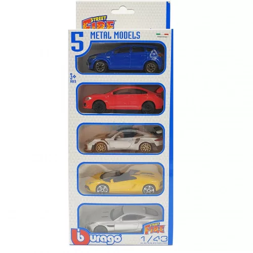Bburago 1:43 Street Fire 5 db-os kisautó szett 18-30005