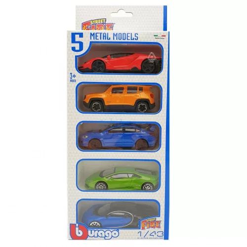 Bburago 1:43 Street Fire 5 db-os kisautó szett 18-30005