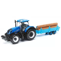   Bburago 1:32 New Holland T7.315 traktor rönkszállítóval 18-44060