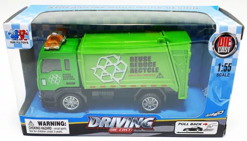 Driving hátrahúzós kukásautó, 12 cm