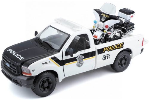 Maisto 1:24 Ford F-350 Super Duty (1999) rendőrségi pick-up / Harley Davidson Electra Glide (2004) rendőrmotor 32186