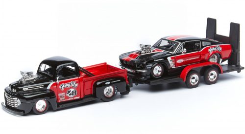 Maisto Design 1:24 Ford Pick Up Truck Custom (1948) + Ford Mustang Coupe (1967) + utánfutó 32751