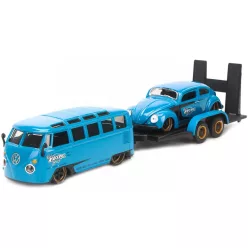   Maisto Design 1:24 Volkswagen T1 Samba custom (1962) + Volkswagen Beetle Kafer Maggiolino (1955) + utánfutó 32752