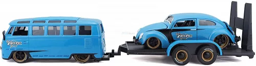 Maisto Design 1:24 Volkswagen T1 Samba custom (1962) + Volkswagen Beetle Kafer Maggiolino (1955) + utánfutó 32752