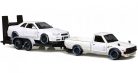 Maisto Design 1:24 Datsun 620 Pick Up (1973) + Nissan Skyline GT-R R34 (1999) + utánfutó 32754