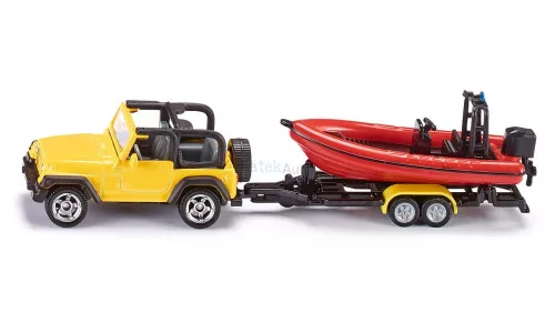 Siku 1:55 Jeep motorcsónakot szállító utánfutóval - 1658