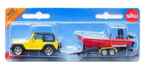 Siku 1:55 Jeep motorcsónakot szállító utánfutóval - 1658