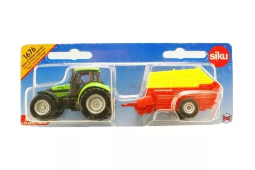 Siku 1:87 Deutz traktor gabona vető utánfutóval - 1676
