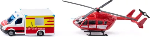  Siku 1:87 Mercedes mentőautó és mentő helikopter - 1748 