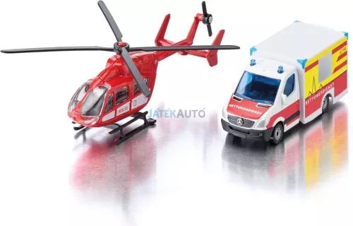  Siku 1:87 Mercedes mentőautó és mentő helikopter - 1748 